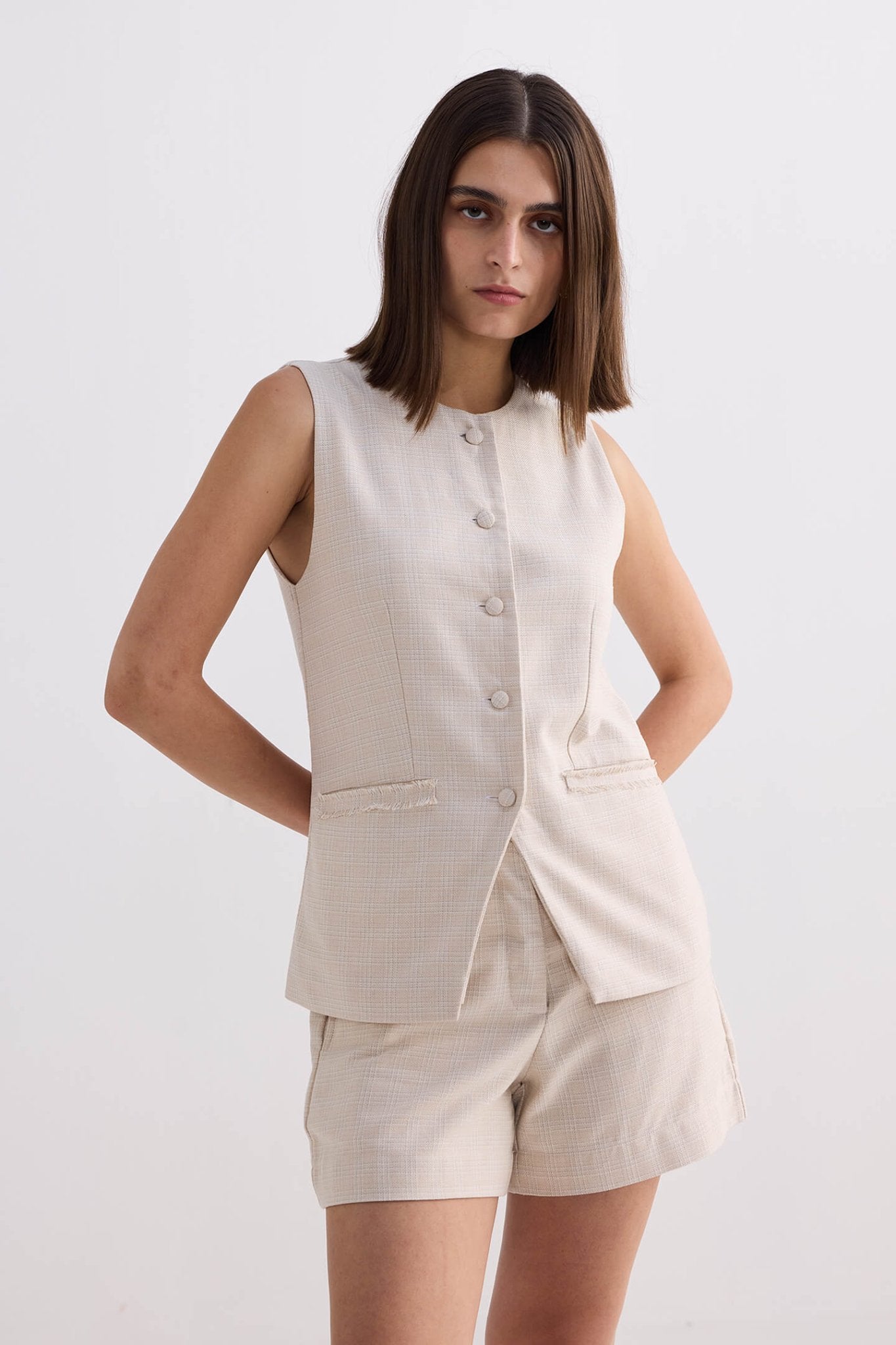 Cotton Tweed Shorts in Cream - Luxe Finds Boutique