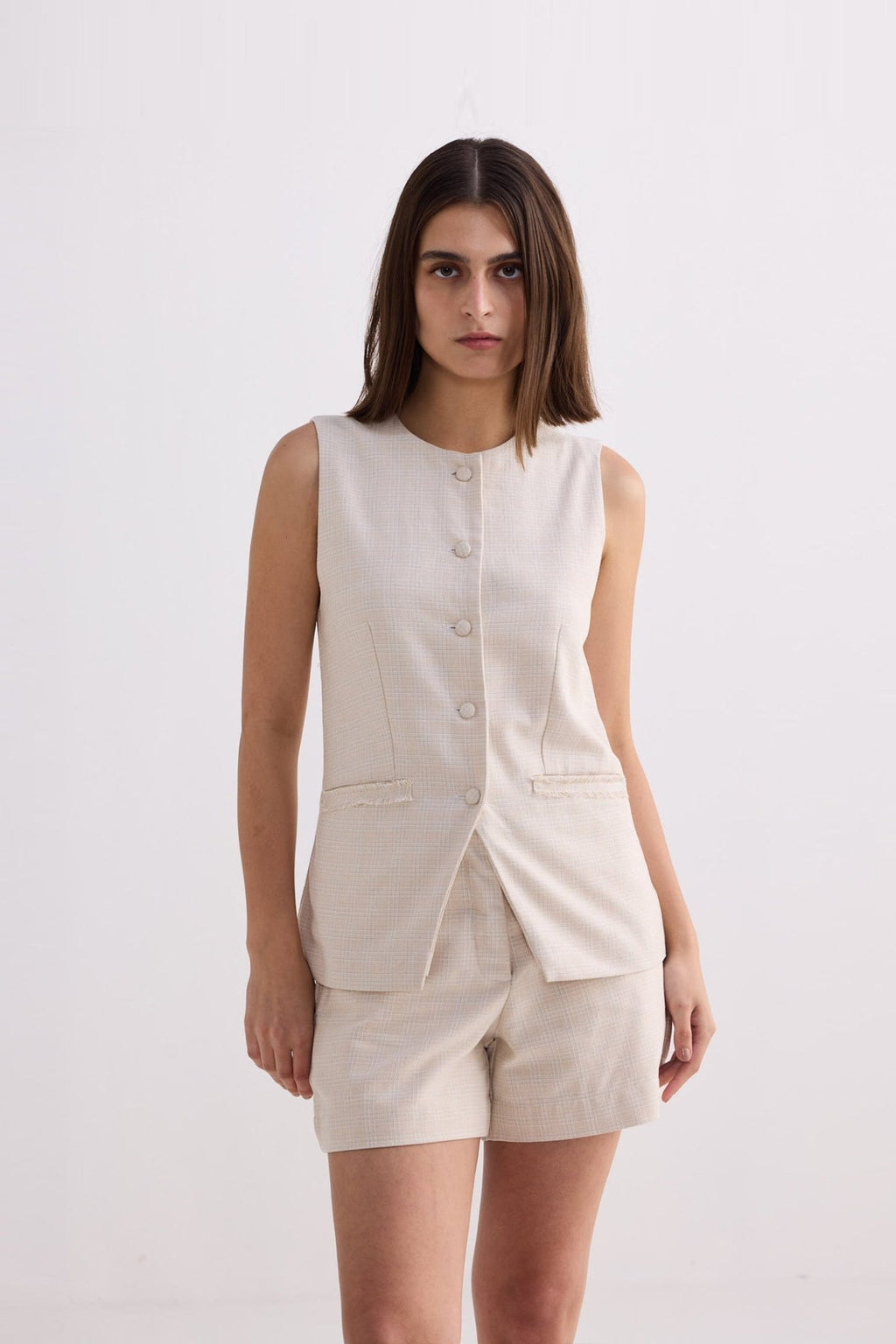 Cotton Tweed Shorts in Cream - Luxe Finds Boutique