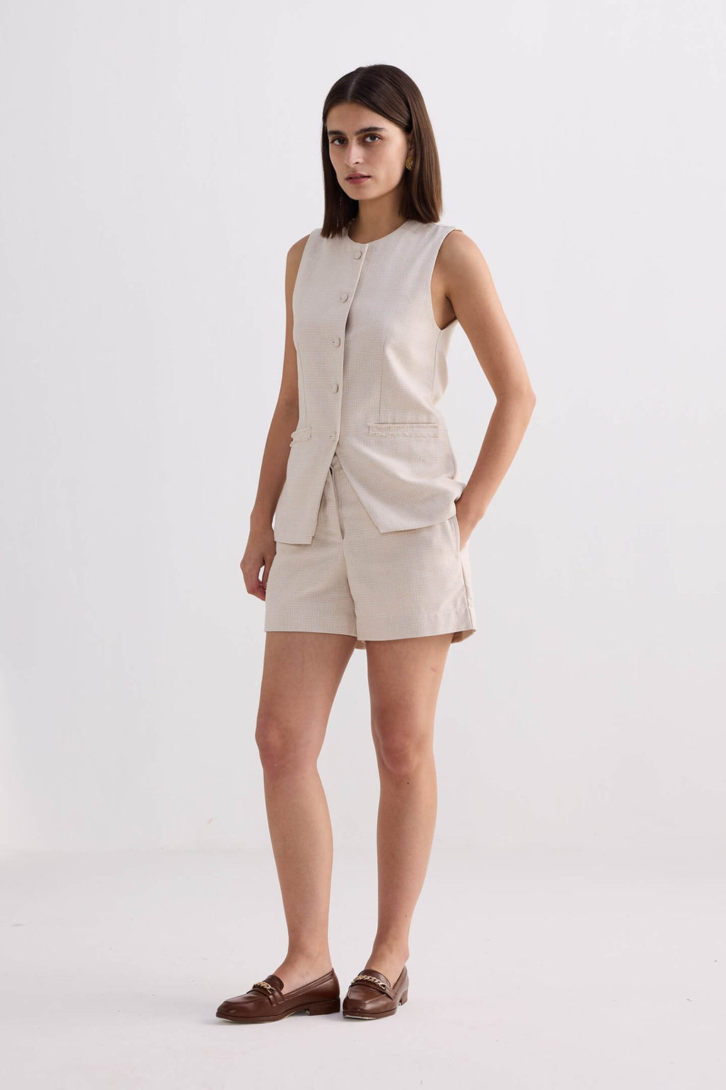 Cotton Tweed Shorts in Cream - Luxe Finds Boutique